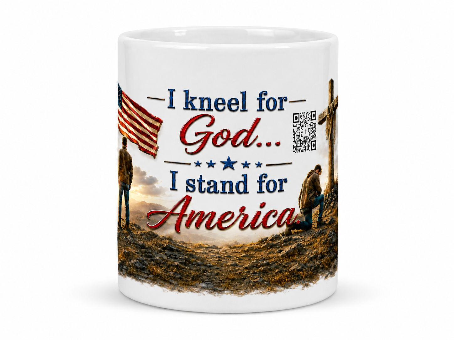 Kneel for God, Stand for America mug